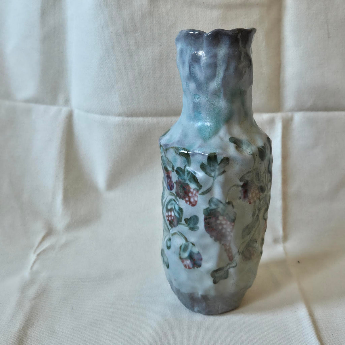 Coil-built Vase - Woodfired / Soda - Strawberry Season i