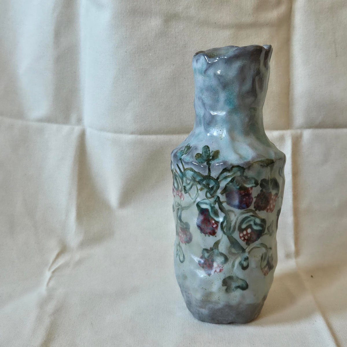Coil-built Vase - Woodfired / Soda - Strawberry Season i