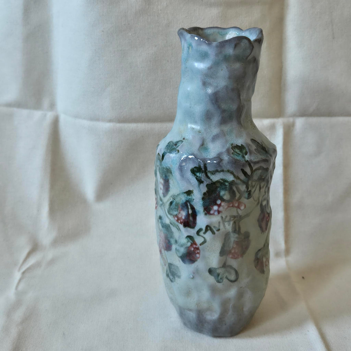 Coil-built Vase - Woodfired / Soda - Strawberry Season i
