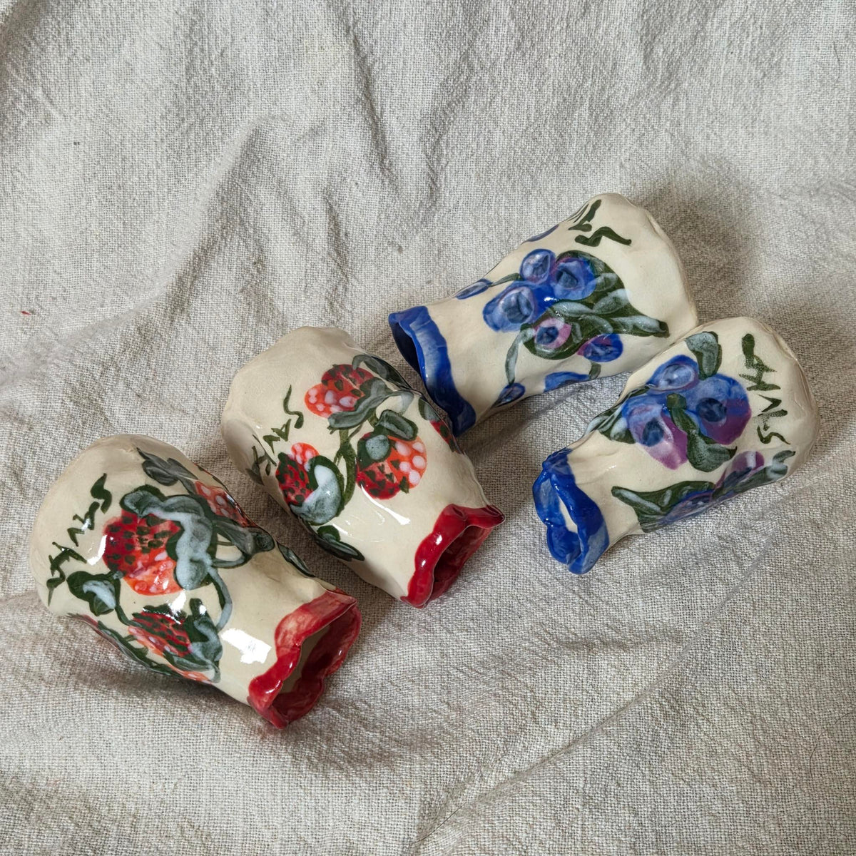 Coilbuilt Bud Vases - Strawberry Blueberry