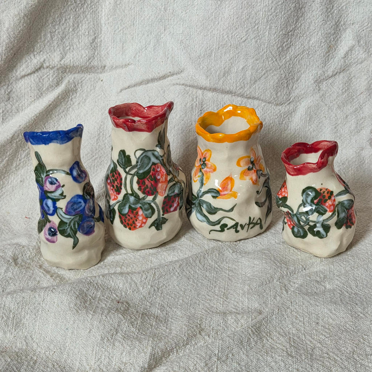 Coilbuilt Bud Vases - Strawberry Blueberry Lily