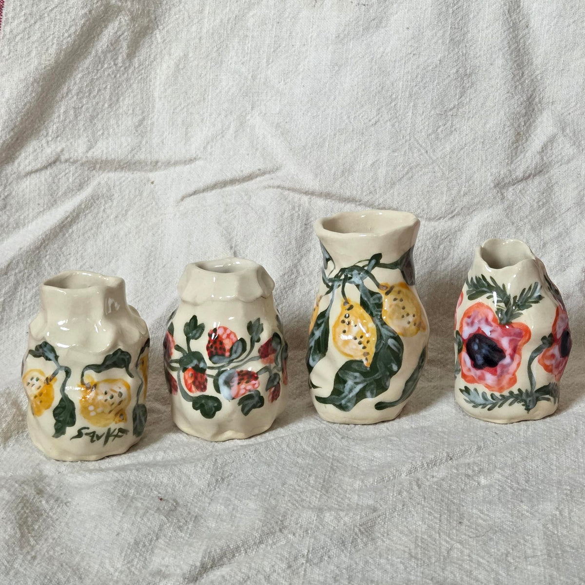 Coilbuilt Bud Vases - Strawberry Lemon Poppy
