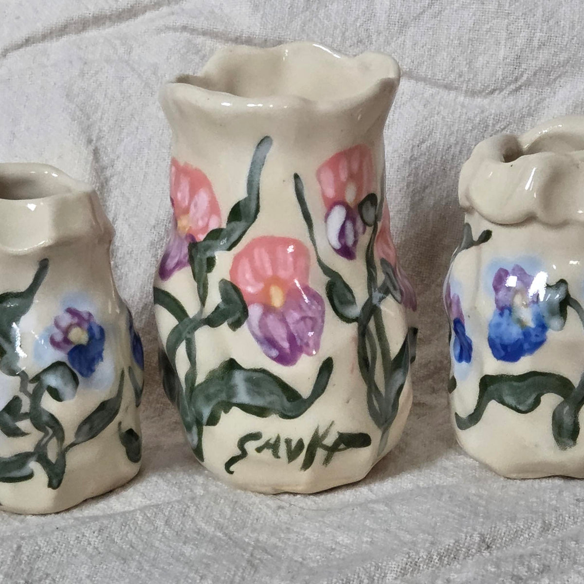 Coilbuilt Bud Vases - Pansy Season
