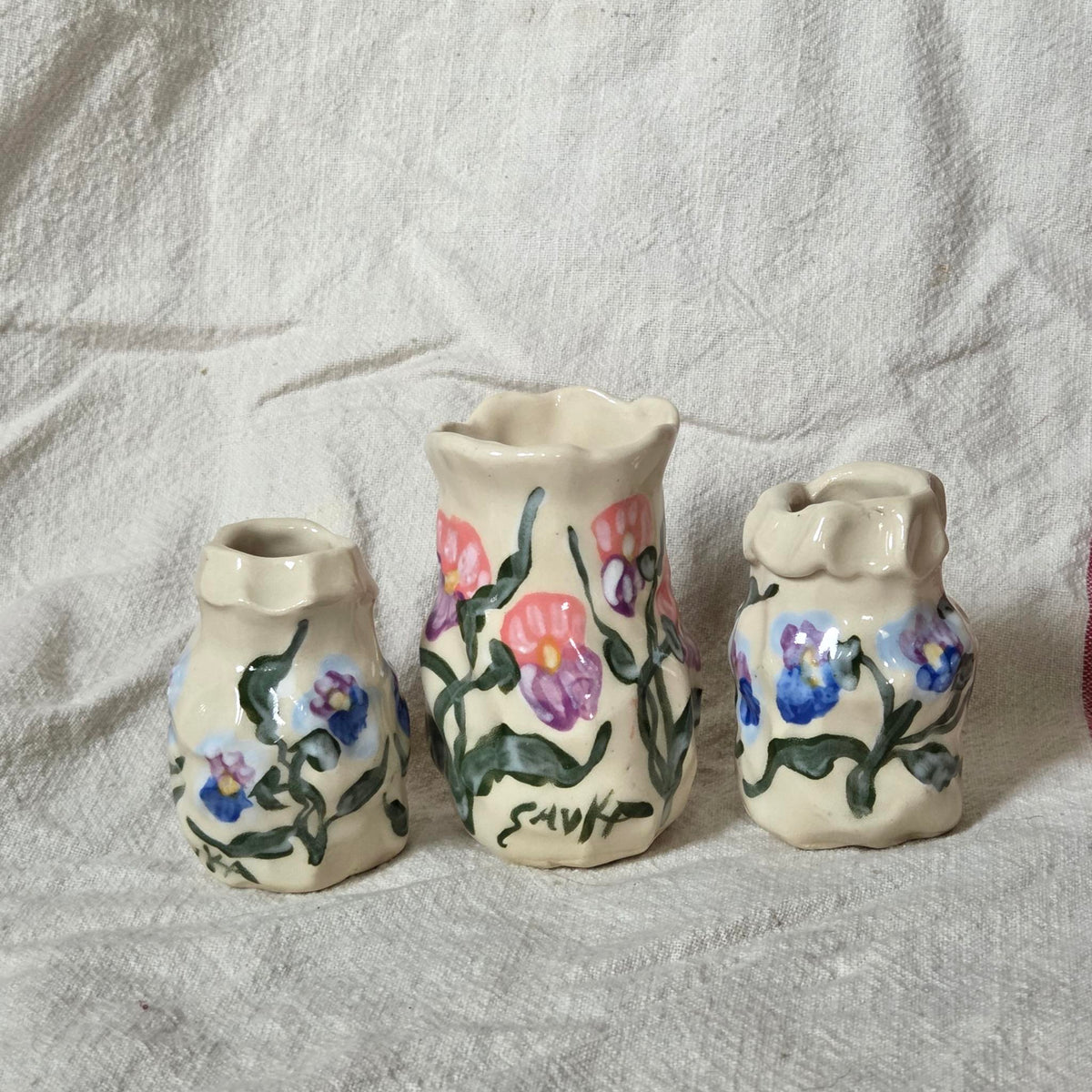 Coilbuilt Bud Vases - Pansy Season
