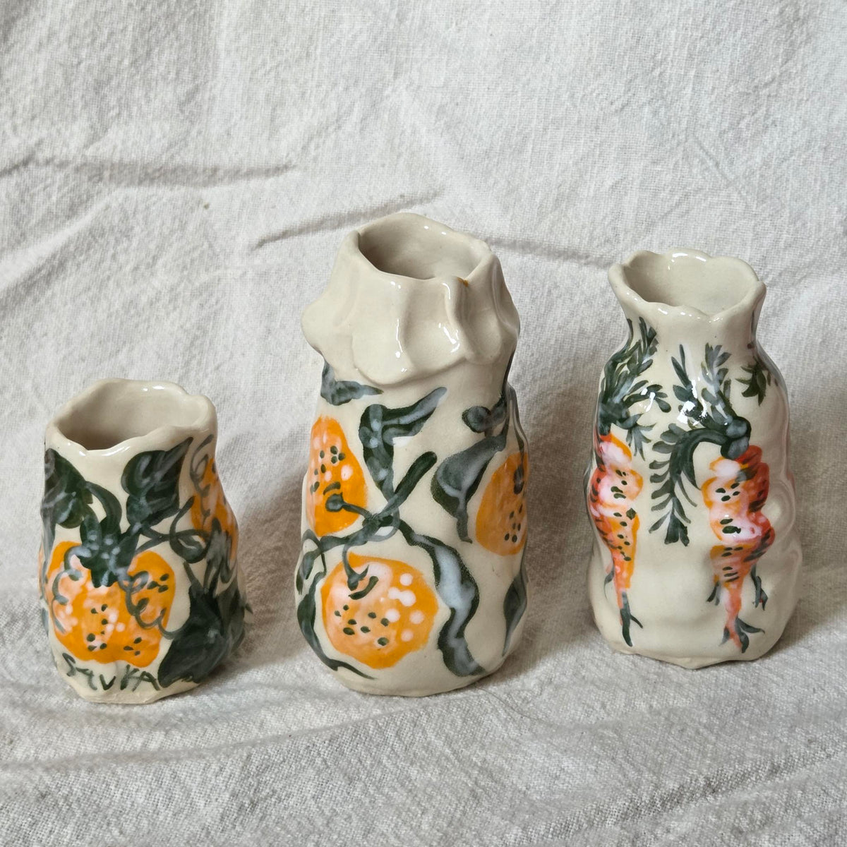 Coilbuilt Bud Vases - Orange! Carrot! Pumpkin!