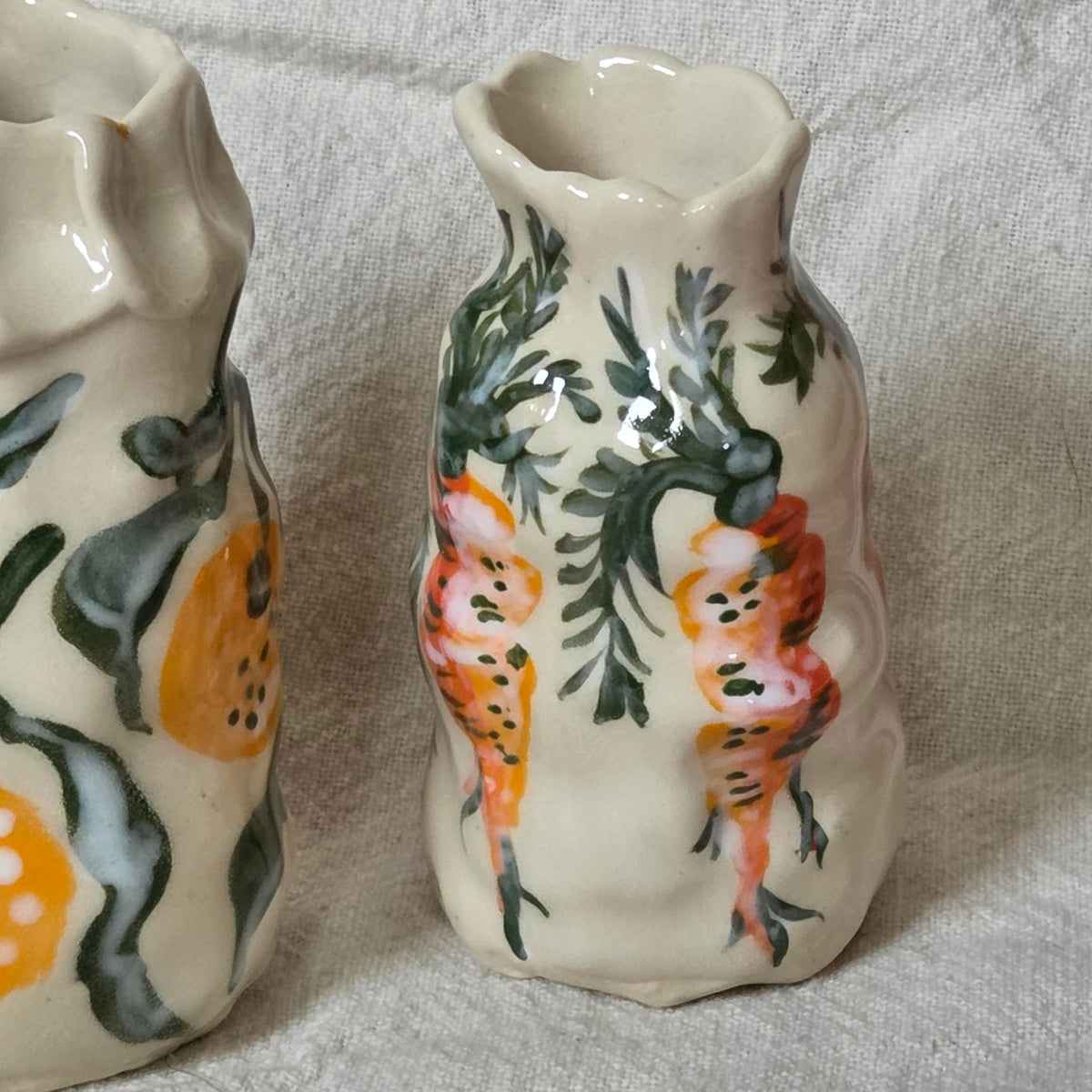 Coilbuilt Bud Vases - Orange! Carrot! Pumpkin!