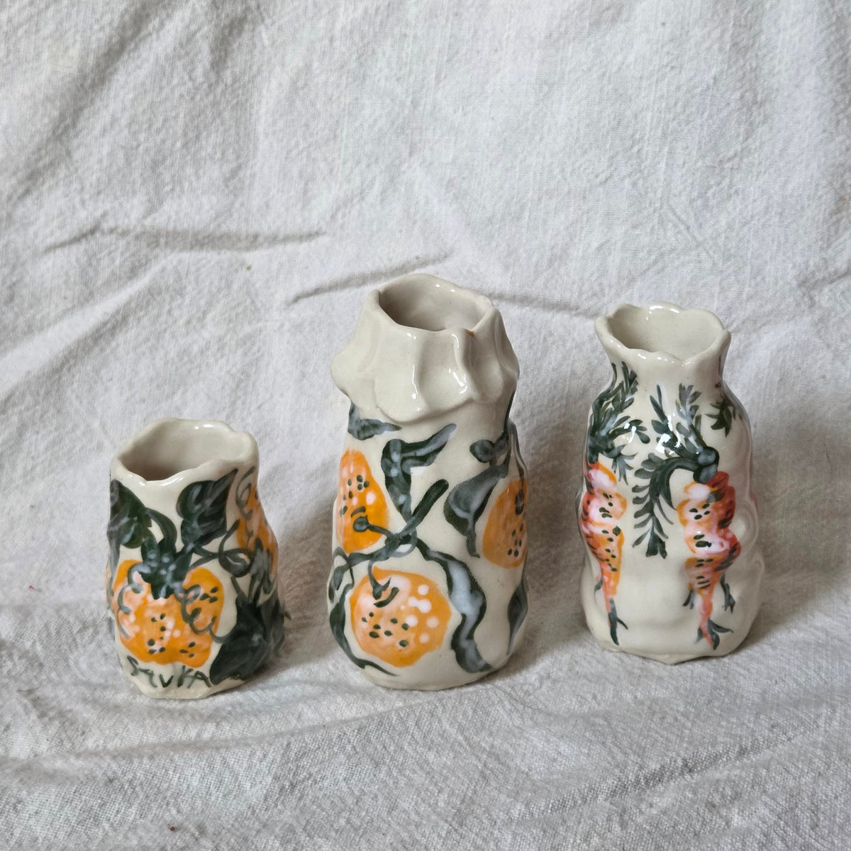 Coilbuilt Bud Vases - Orange! Carrot! Pumpkin!