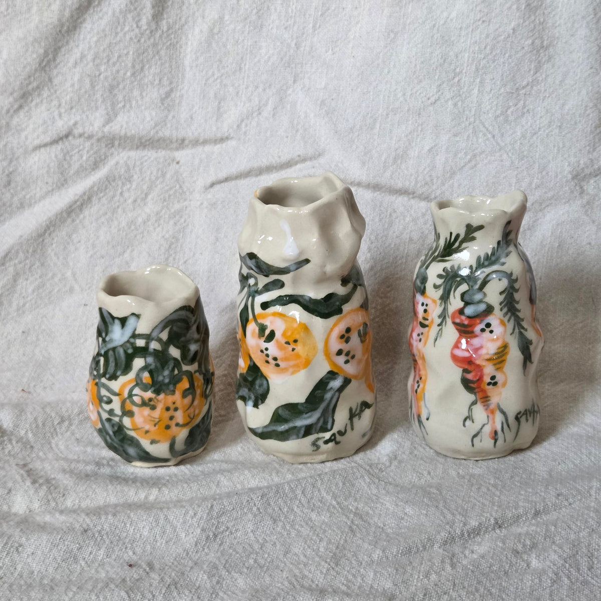 Coilbuilt Bud Vases - Orange! Carrot! Pumpkin!